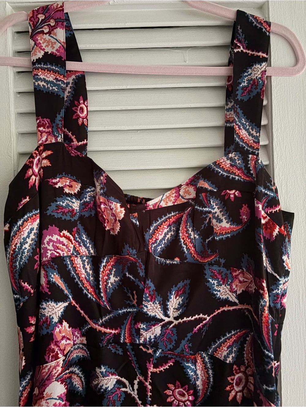 Anthropologie Floral Satin Maxi Dress in Black and Pink - Picture 5 of 9